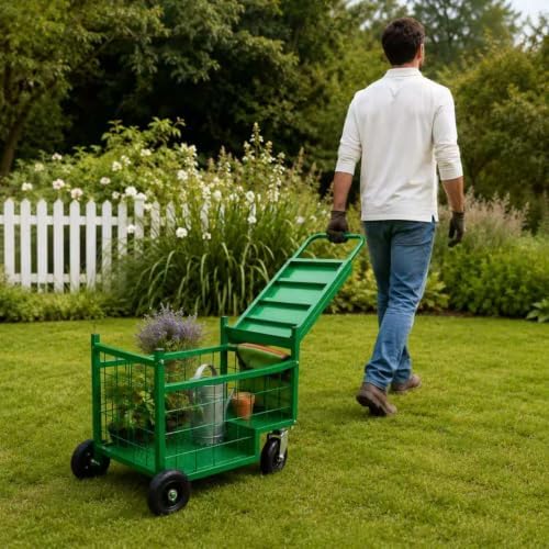 swivel wheel garden work seat upgraded heavy-duty gardening showing dimensions