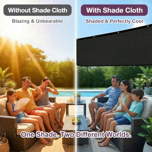 90% sun shade cloth with gromments, 0 8', side view