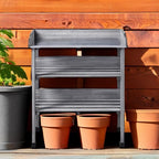 yaheetech potting bench outdoor console table w/3-tier storage,gray showing dimensions