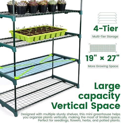 worth garden 4 tier mini greenhouse - 63'' showing dimensions