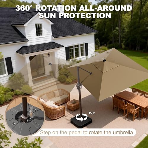 9' x 12' cantilever patio umbrella rectangle outdoor, close-up detail