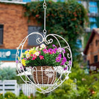 39.7" hanging plant holder,metal heart planter, hanging basket shown in use