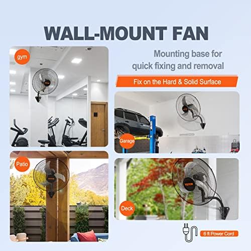 vevor 20 inch wall mount fan, oscillating, 3-speed, package contents