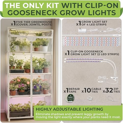 carpathen indoor greenhouse with grow light, 4 tiers, package contents