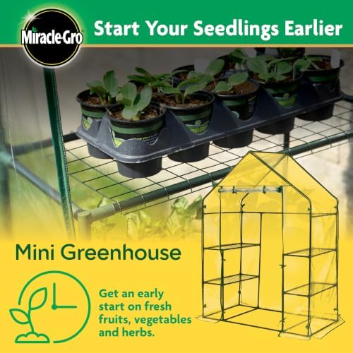 miracle-gro walk-in greenhouse, removable shelves, clear, 4'8"x29"x6'5, side view