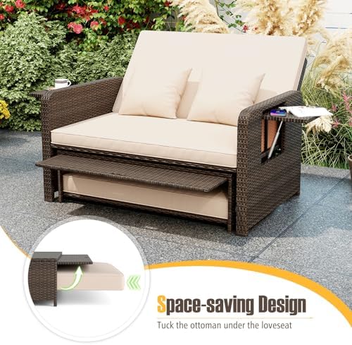 ldaily moccha outdoor daybed, wicker loveseat sofa set, package contents