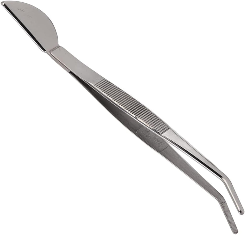 Bonsai Tweezers, Stainless Steel Long Handle Ergonomic Non Slip Grip with Smooth Edges for Removing Dead Leaves and Weeds from Bonsai Plants (Bent)