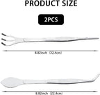 2-in-1 Bonsai Tweezers Set - 8.8" Stainless Steel Long Plant Tweezers with Rake & Spatula Tips, Straight + Curved Tools for Bonsai, Succulents & Terrariums