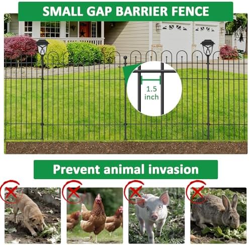 garden fence animal barrier with lights, 5 panels, side view