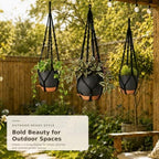 large hanging planters for indoor plants with macrame showing dimensions