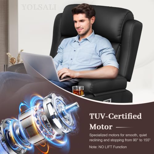 Power Recliner Chair with Heat and Back Massage, Electric Power Oversized Reclining Chair Infinite Position with Storage Armrests & 2 Cup Holders for Living Room, Brown