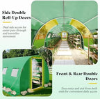 amerlife 44x10 ft green walk-in tunnel greenhouse with showing dimensions
