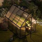 6x8 ft greenhouse for outdoors, polycarbonate greenhouse with shown in use