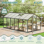garvee 8x12ft walk-in greenhouse, heavy duty large outdoor, side view