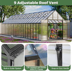 cdcasa 40x10x10 ft polycarbonate greenhouse for outdoors w/9 on a desk or shelf