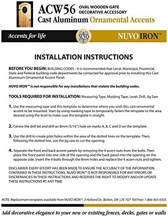 nuvo iron decorative insert for fencing, gates, home, front angle view