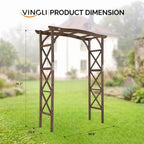 vingli wooden garden arbor, wedding arch, 6.6ft arch, side view