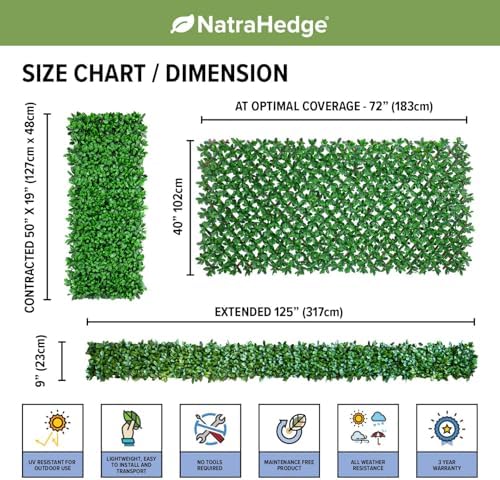 natrahedge 20''x50'' artificial privacy grass wall decor, laurel, view 9