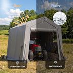 aoxun 10x10 ft outdoor portable storage shed tent showing dimensions