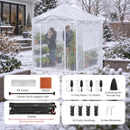 crown shades walk-in 8x6 pop up portable greenhouse,white, front angle view