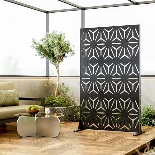 qinptwut 72" metal privacy screen, outdoor freestanding privacy, close-up detail