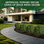 25" artificial boxwood topiary ball tree with ground, view 9