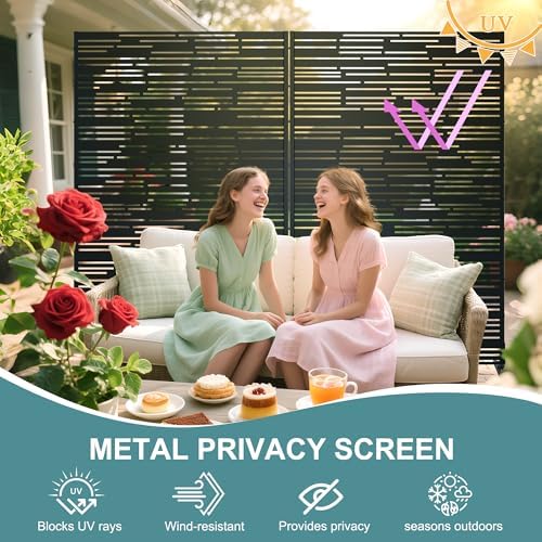 metal privacy screen outdoor, black shine, close-up detail