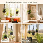 large hanging planters for indoor plants with macrame, side view