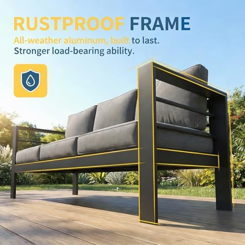 aluminum patio furniture set, all weather patio sofa, close-up detail
