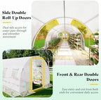 amerlife 10x44 ft white walk-in tunnel greenhouse with showing dimensions