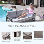 udpatio aluminum outdoor patio furniture set faux wood showing dimensions