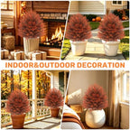 fall artificial cypress topiary, 24'' outdoor fake bushes, view 9