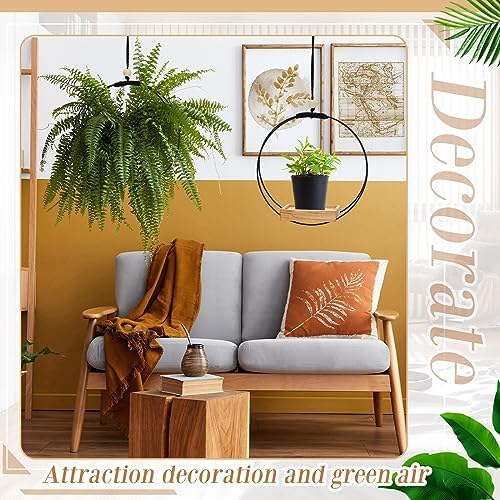 geelin 4 pcs hanging plant holder with wood on a desk or shelf