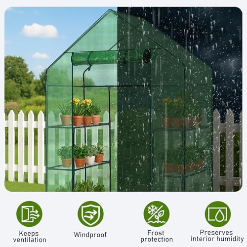 outvita walk-in greenhouse, 3 tiers 4 shelves, durable, close-up detail