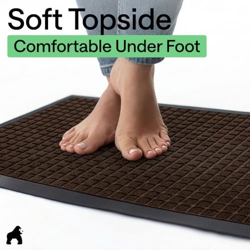 gorilla grip weathermax door mat, indoor outdoor, 72x24, front angle view