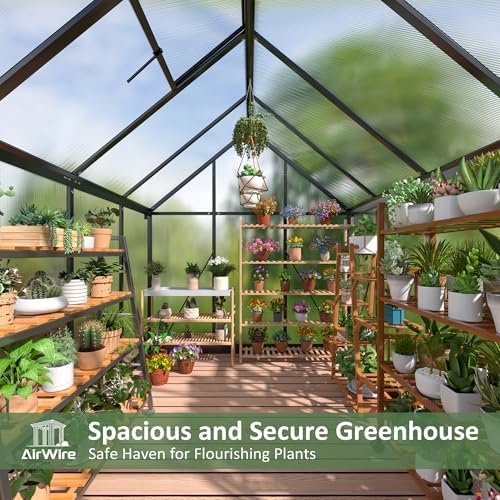 airwire 6×7.5 ft walk-in polycarbonate greenhouse for outdoor on a desk or shelf