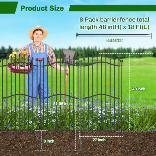 no dig garden fence 48" h x 18'l shown in use