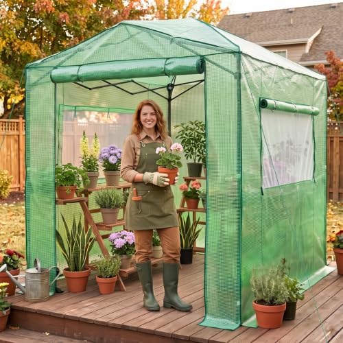 eagle peak 8x6 easy setup pop up greenhouse showing dimensions