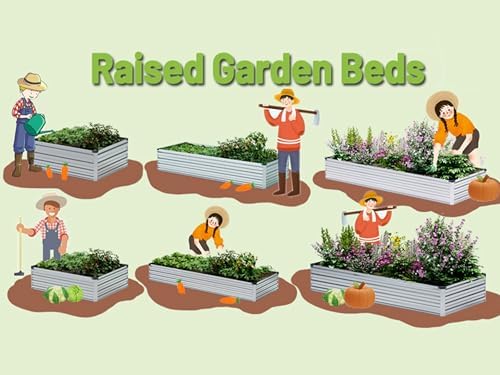10x3x1ft galvanized raised garden bed kit,gardening planter box on a desk or shelf