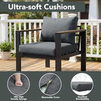 aluminum outdoor patio furniture set 7 pieces light, front angle view