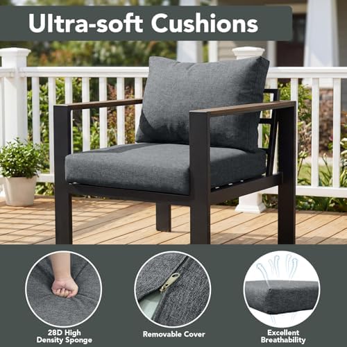 aluminum outdoor patio furniture set 7 pieces light, front angle view