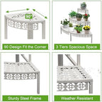 aboxoo 3-tier metal plant stand, stair-step corner shelf, side view