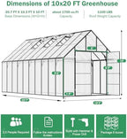 20x10x10 ft large greenhouse for outdoor, easy assembly, front angle view