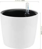 4 Pack 7 Inch Self Watering Planter for Indoor Plants, White Decorative Round Plastic Self Watering Pots with Level Indicators for Soil Planting, Flowers, Herb, African Violet, Succulent
