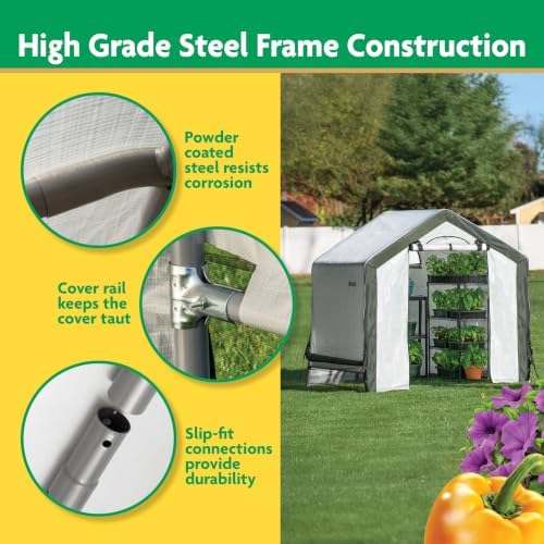 miracle-gro walk-in outdoor greenhouse, clear, 6 x 6, side view