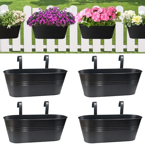 16 inch 4 pcs metal hanging flower pots, main product view