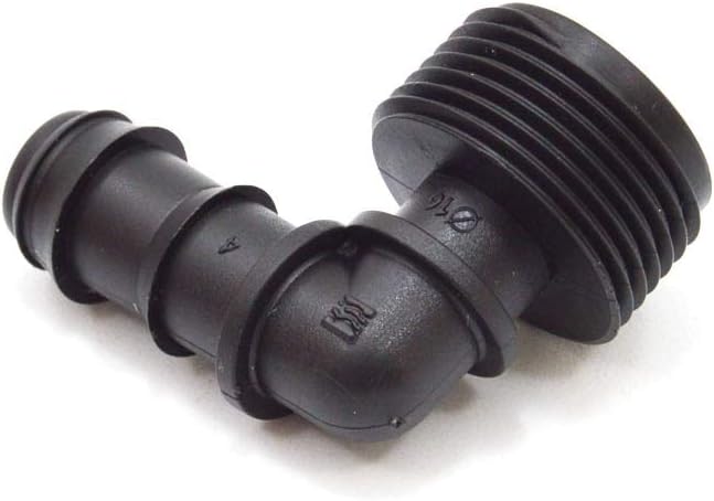 S&M 544200 Threaded Elbow 16mm x 3/4" Drip Irrigation, Black