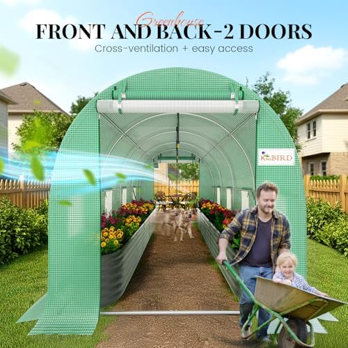 king bird premium 15x7x7 ft greenhouse for outdoors, close-up detail