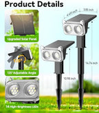LETMY Solar Lights Outdoor Waterproof IP65, 6 Pack Solar Spot Lights Outdoor With 14 Big LEDs, 2-in-1 Wall Lights & 2 Modes Solar Powered Landscape Spotlights for Garage Pathway Yard Decor Garden Gift