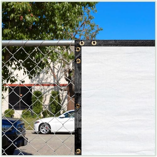 colour tree 8' x 35' white fence privacy, close-up detail